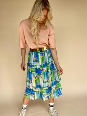Vibrant Vintage Graphic Skirt S/M