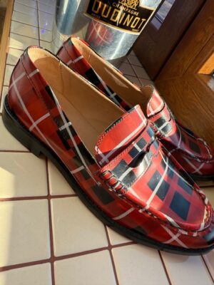 Leather red check Lion of Porches loafers