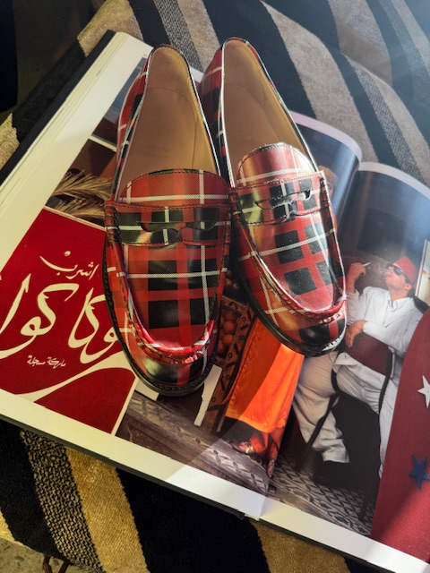 Leather red check Lion of Porches loafers