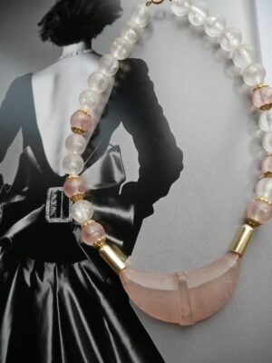 necklace gold and pink