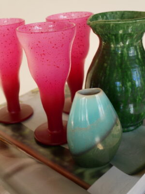 set Roze spikkel ijscoupes